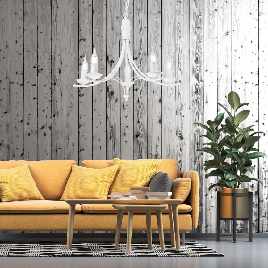 Luster na lancu LUCY 5xE14/60W/230V bijela