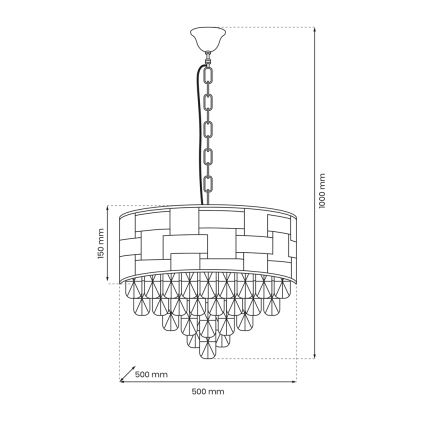 Luster na lancu LUXURIA 9xE14/40W/230V zlatna