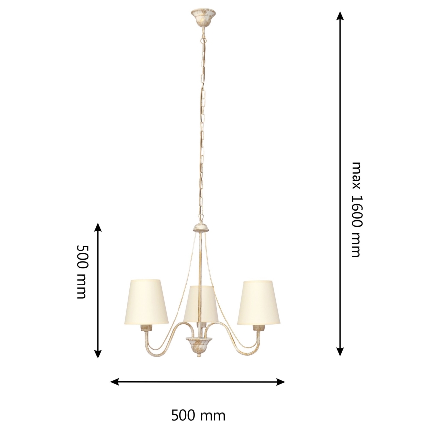 Luster na lancu MALBO 3xE27/15W/230V bež