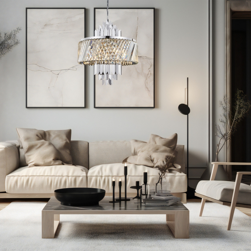 Luster na lancu MARGOT 9xE14/40W/230V mat krom