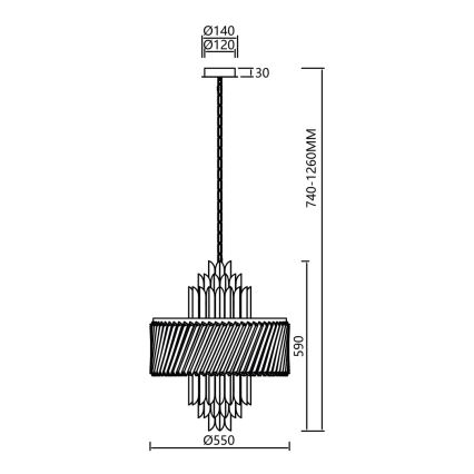 Luster na lancu MARGOT 9xE14/40W/230V mat krom