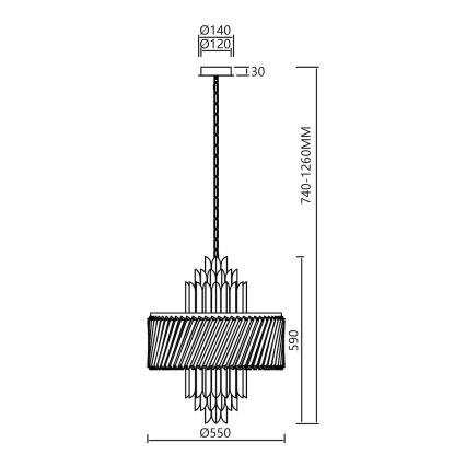 Luster na lancu MARGOT 9xE14/40W/230V pr. 55 cm zlatna