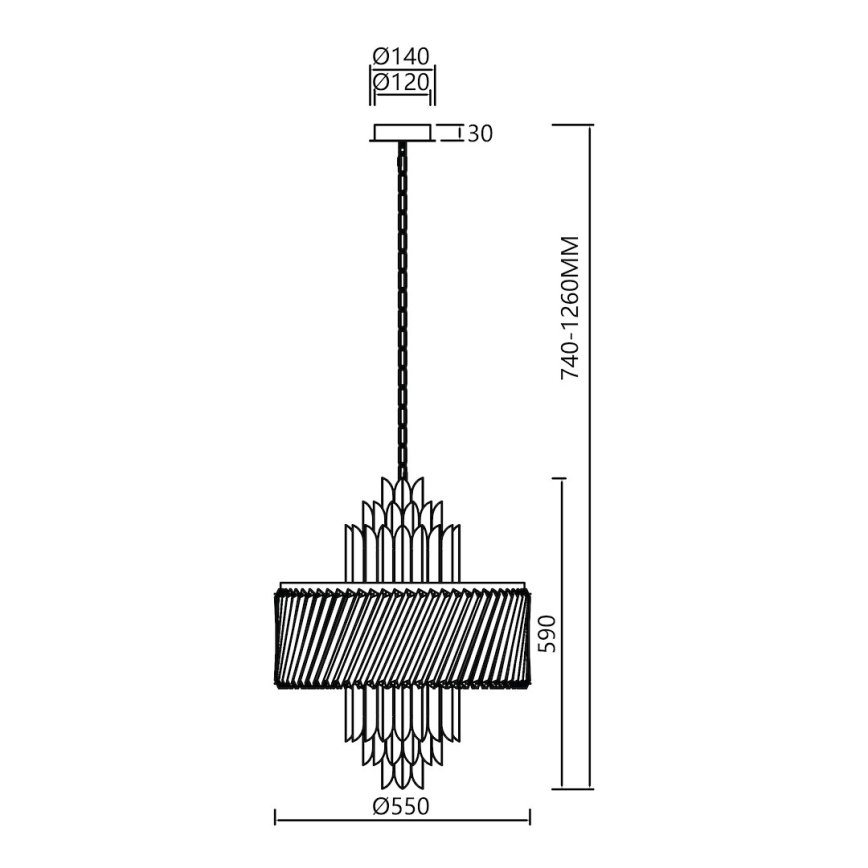Luster na lancu MARGOT 9xE14/40W/230V pr. 55 cm zlatna