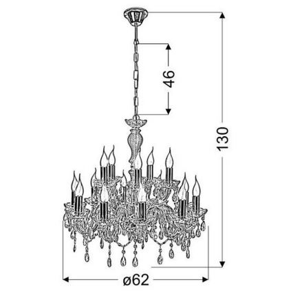 Luster na lancu MARIA TERESA 15xE14/40W/230V