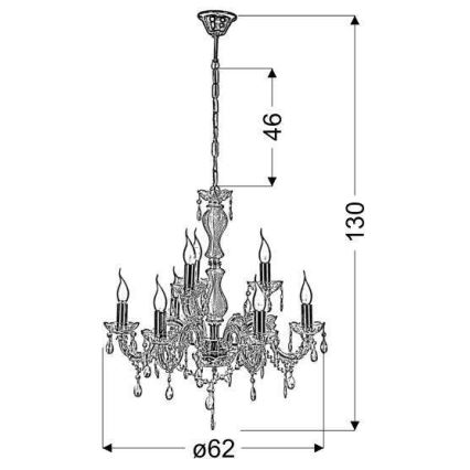 Luster na lancu MARIA TERESA 8xE14/40W/230V
