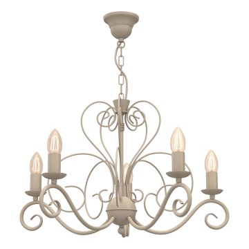 Luster na lancu MAURO 5xE14/15W/230V u bež boji