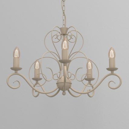 Luster na lancu MAURO 5xE14/15W/230V u bež boji