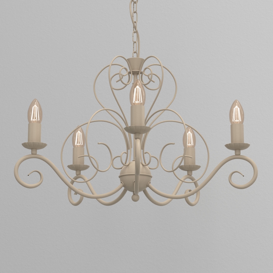 Luster na lancu MAURO 5xE14/15W/230V u bež boji