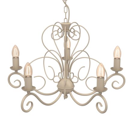Luster na lancu MAURO 5xE14/15W/230V u bež boji