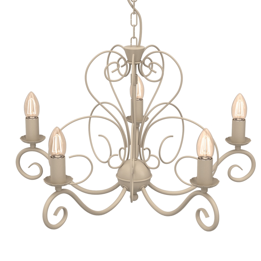 Luster na lancu MAURO 5xE14/15W/230V u bež boji