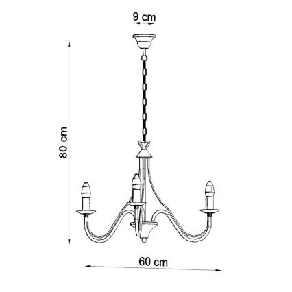 Luster na lancu MINERWA 3 3xE14/40W/230V bijela