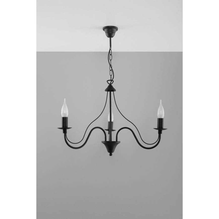 Luster na lancu MINERWA 3 3xE14/40W/230V crna