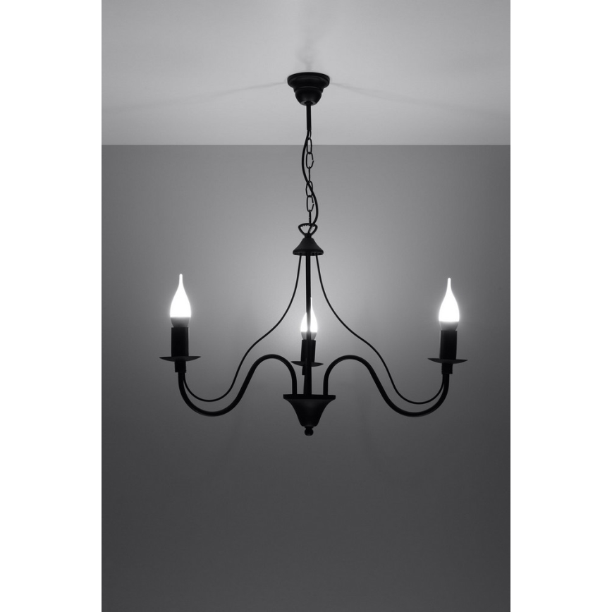 Luster na lancu MINERWA 3 3xE14/40W/230V crna