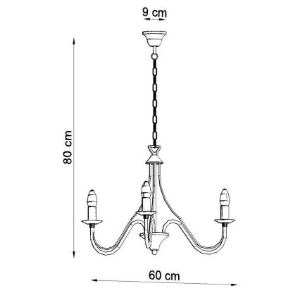 Luster na lancu MINERWA 3 3xE14/40W/230V crna