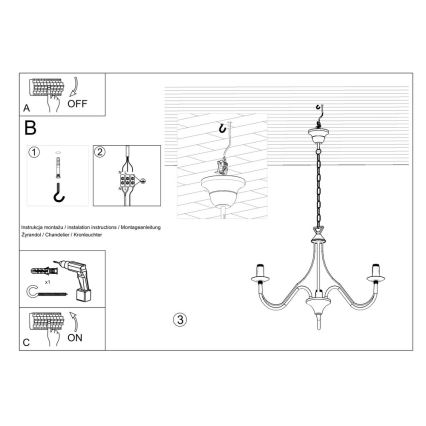 Luster na lancu MINERWA 3 3xE14/40W/230V crna