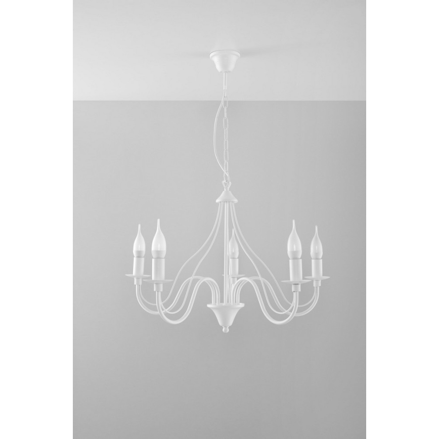 Luster na lancu MINERWA 5 5xE14/40W/230V bijela