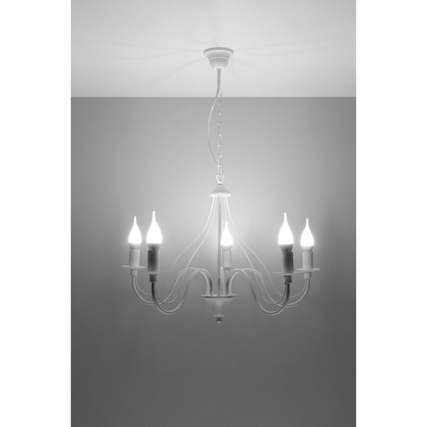 Luster na lancu MINERWA 5 5xE14/40W/230V bijela
