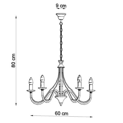 Luster na lancu MINERWA 5 5xE14/40W/230V bijela