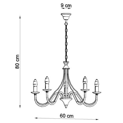 Luster na lancu MINERWA 5 5xE14/40W/230V crna