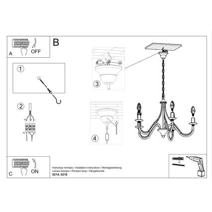 Luster na lancu MINERWA 5 5xE14/40W/230V crna