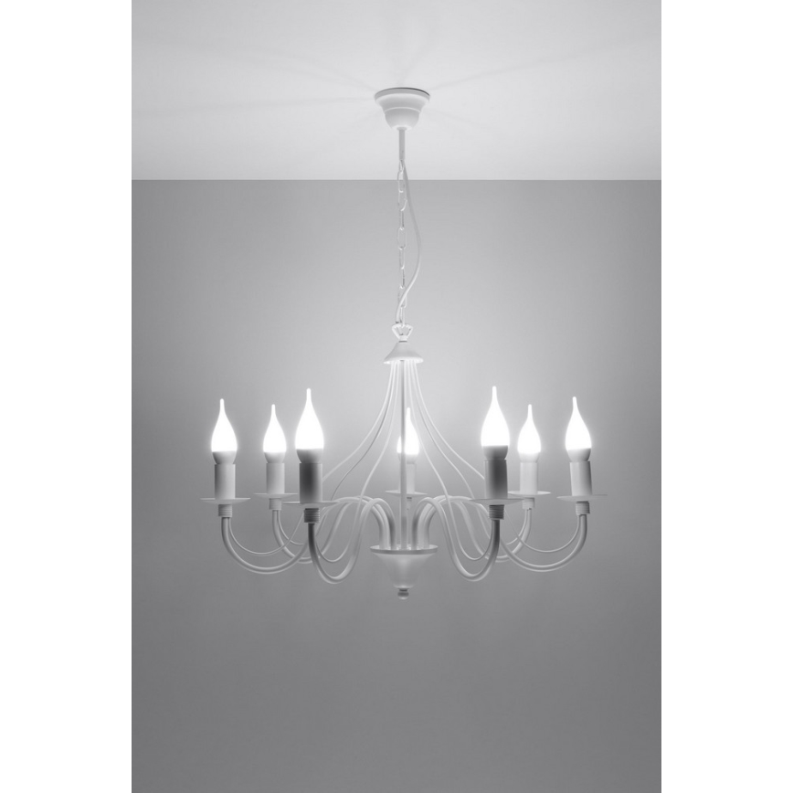 Luster na lancu MINERWA 7 7xE14/40W/230V bijela