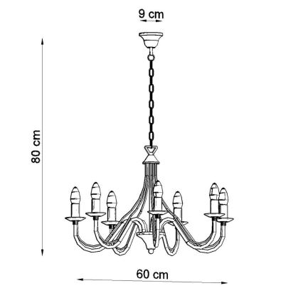 Luster na lancu MINERWA 7 7xE14/40W/230V bijela