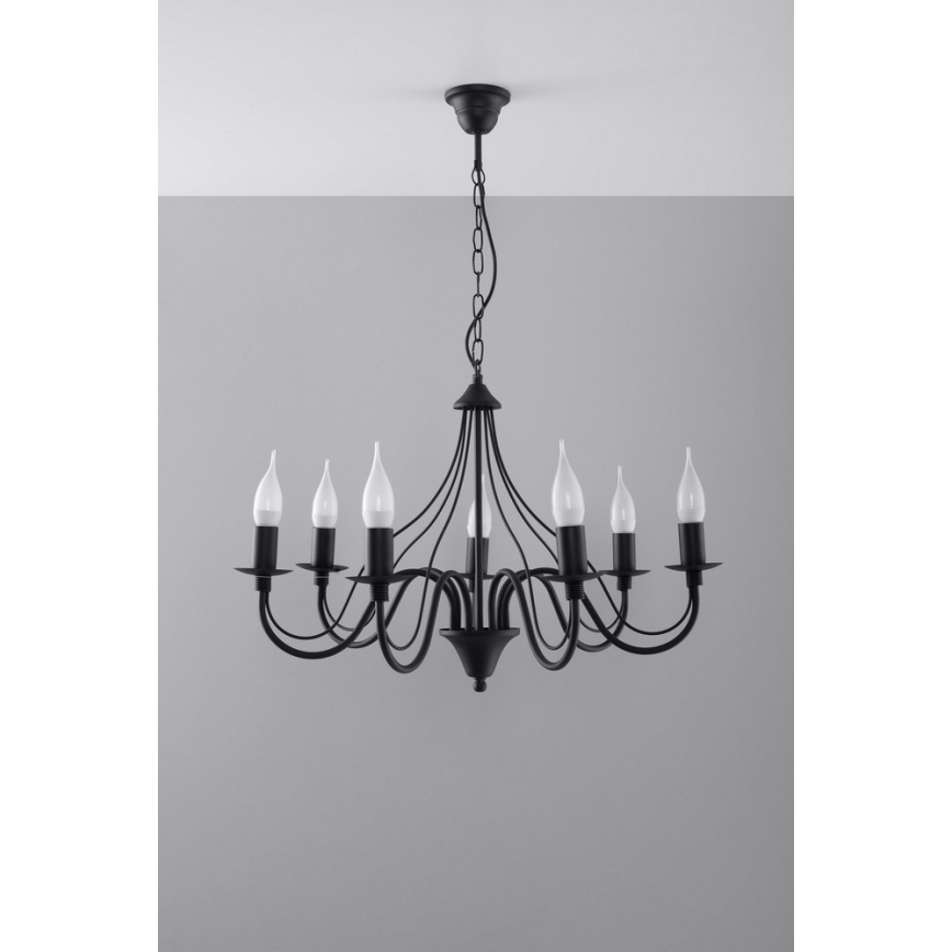 Luster na lancu MINERWA 7 7xE14/40W/230V crna