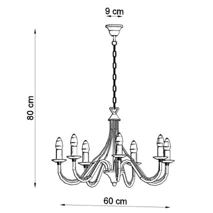 Luster na lancu MINERWA 7 7xE14/40W/230V crna