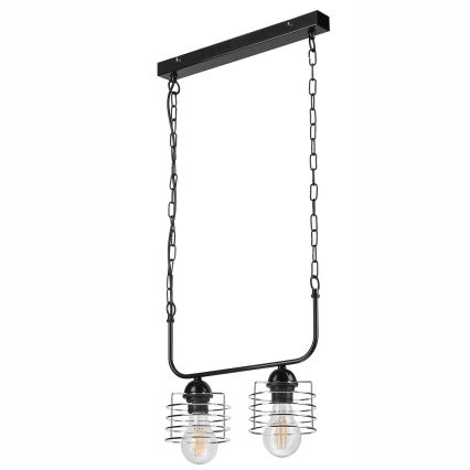 Luster na lancu MORGAN 2xE27/60W/230V crna/krom