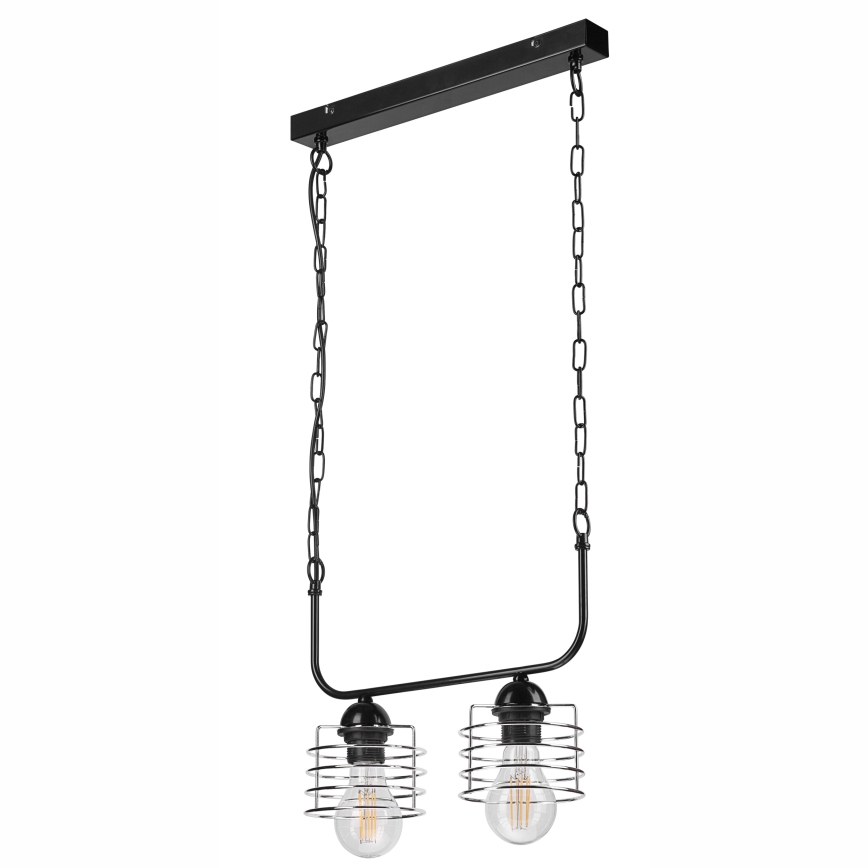 Luster na lancu MORGAN 2xE27/60W/230V crna/krom