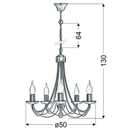 Luster na lancu MUZA 5xE14/40W/230V