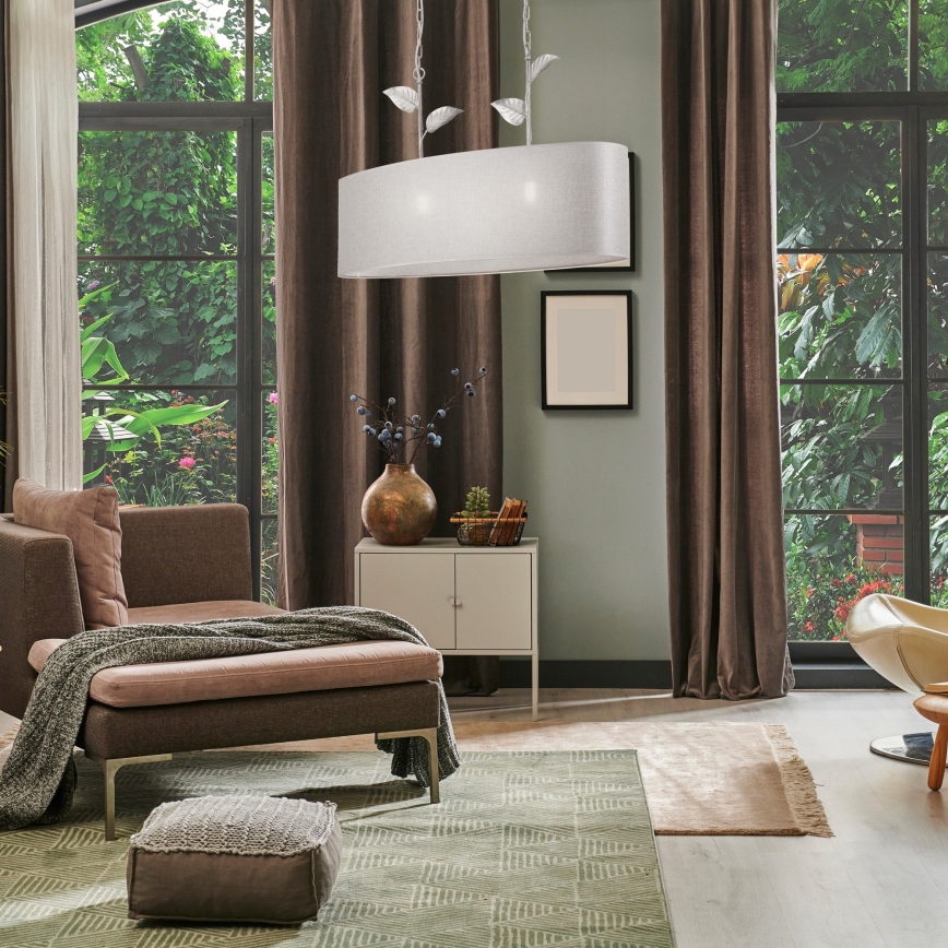 Luster na lancu NOEMI 2xE27/60W/230V srebrna/bijela patina