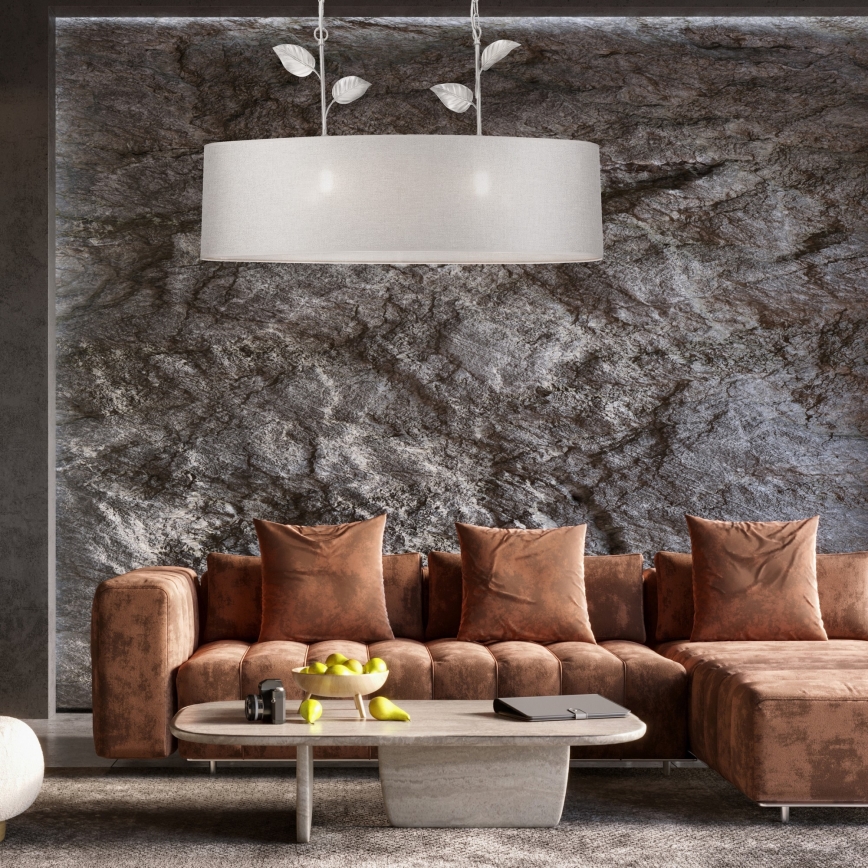 Luster na lancu NOEMI 2xE27/60W/230V srebrna/bijela patina