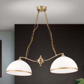 Luster na lancu OLD LAMP 2xE27/40W/230V bijela/mesing