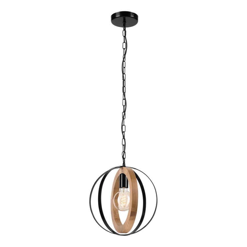 Luster na lancu ONDA 1xE27/15W/230V crna/hrast
