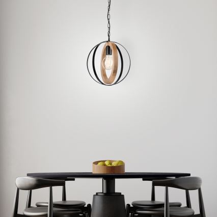 Luster na lancu ONDA 1xE27/15W/230V crna/hrast