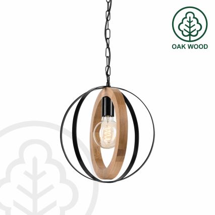 Luster na lancu ONDA 1xE27/15W/230V crna/hrast