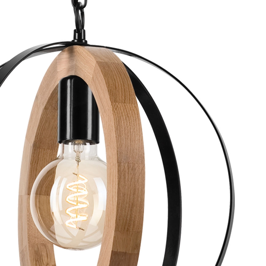 Luster na lancu ONDA 1xE27/15W/230V crna/hrast