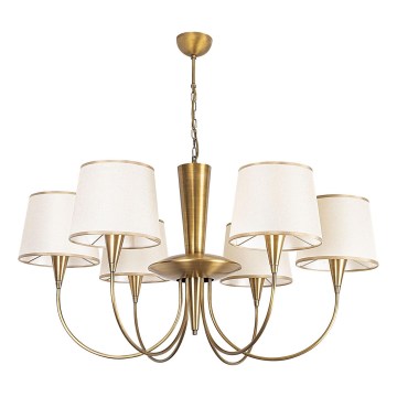 Luster na lancu PARDO 6xE27/40W/230V zlatna/krem boja
