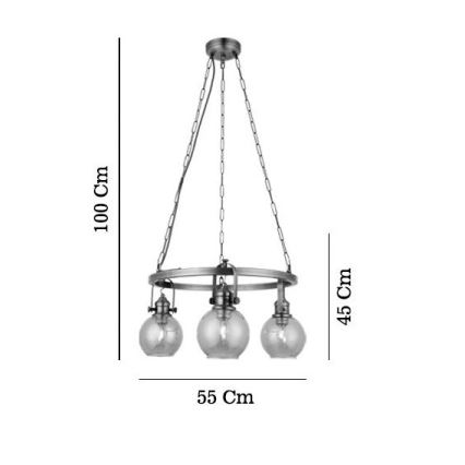 Luster na lancu POLINO 3xE27/40W/230V brončani