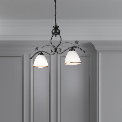 Luster na lancu RETRO 2xE27/60W/230V crna