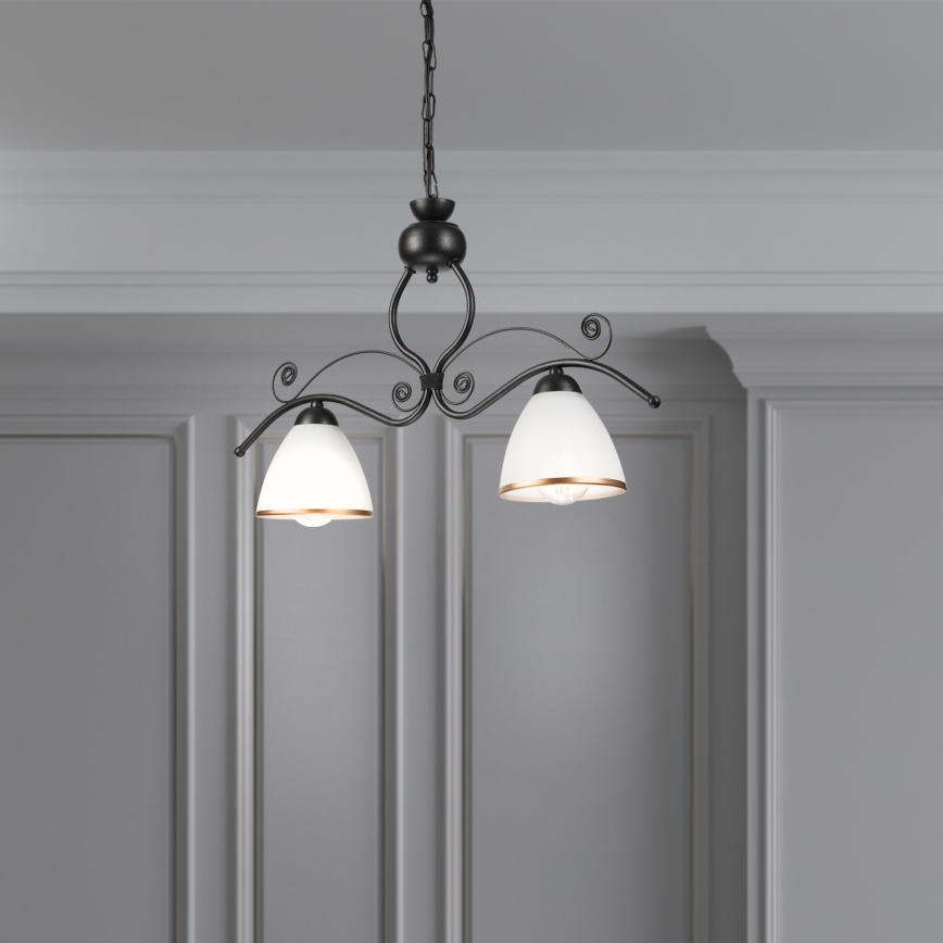 Luster na lancu RETRO 2xE27/60W/230V crna