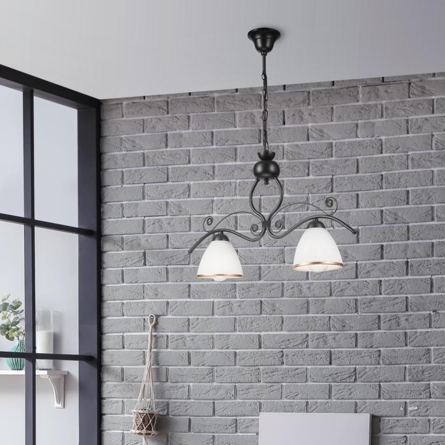 Luster na lancu RETRO 2xE27/60W/230V crna