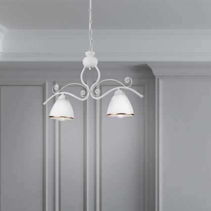 Luster na lancu RETRO 2xE27/60W/230V mat bijela