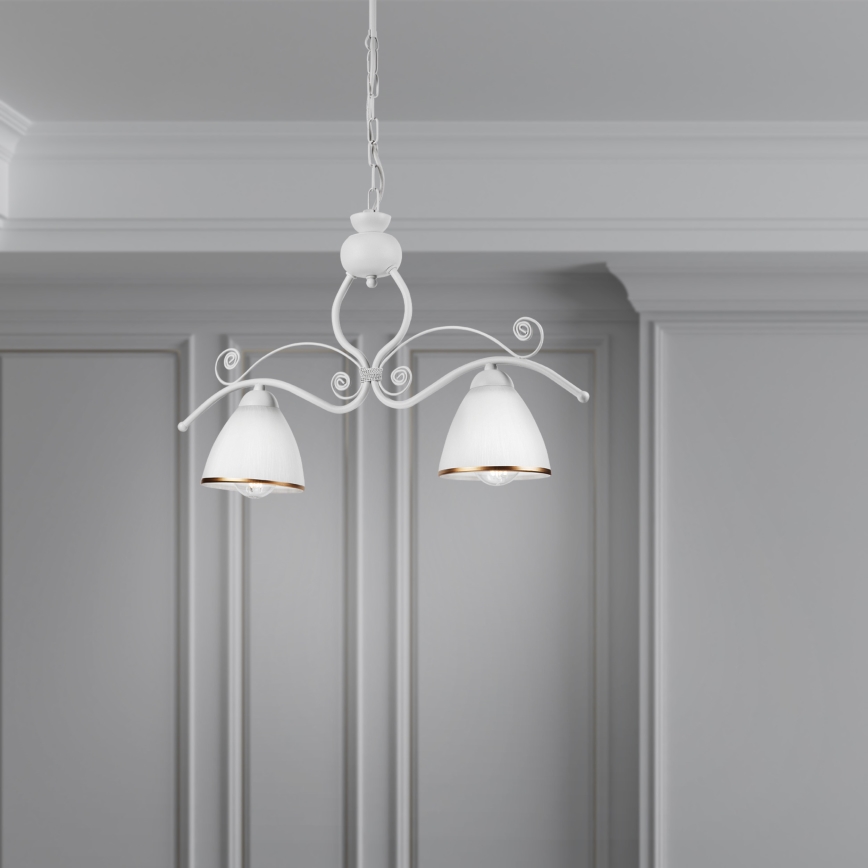 Luster na lancu RETRO 2xE27/60W/230V mat bijela