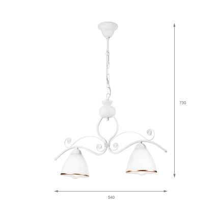 Luster na lancu RETRO 2xE27/60W/230V mat bijela