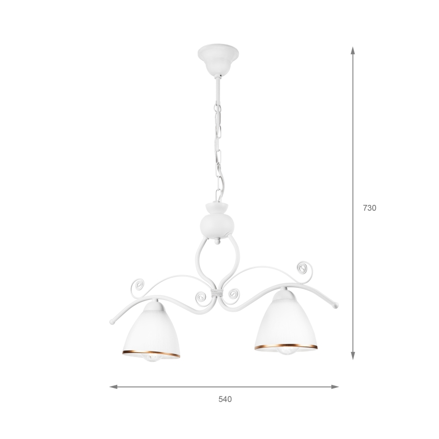 Luster na lancu RETRO 2xE27/60W/230V mat bijela