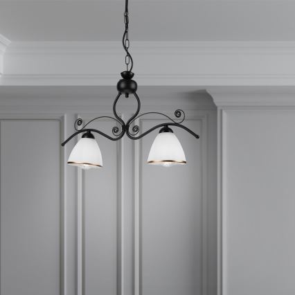 Luster na lancu RETRO 2xE27/60W/230V mat crna