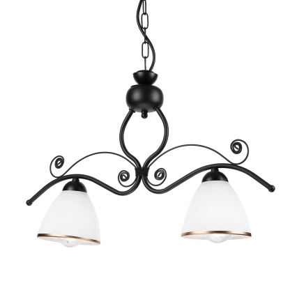 Luster na lancu RETRO 2xE27/60W/230V mat crna