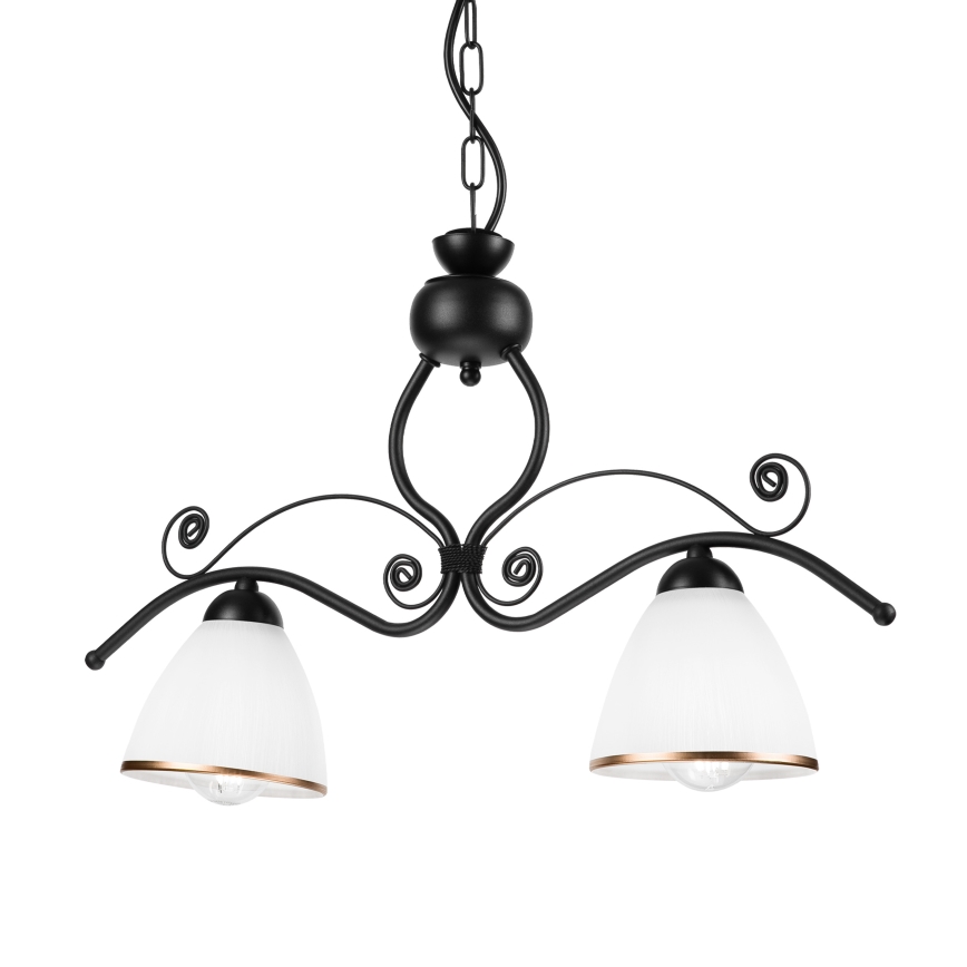 Luster na lancu RETRO 2xE27/60W/230V mat crna